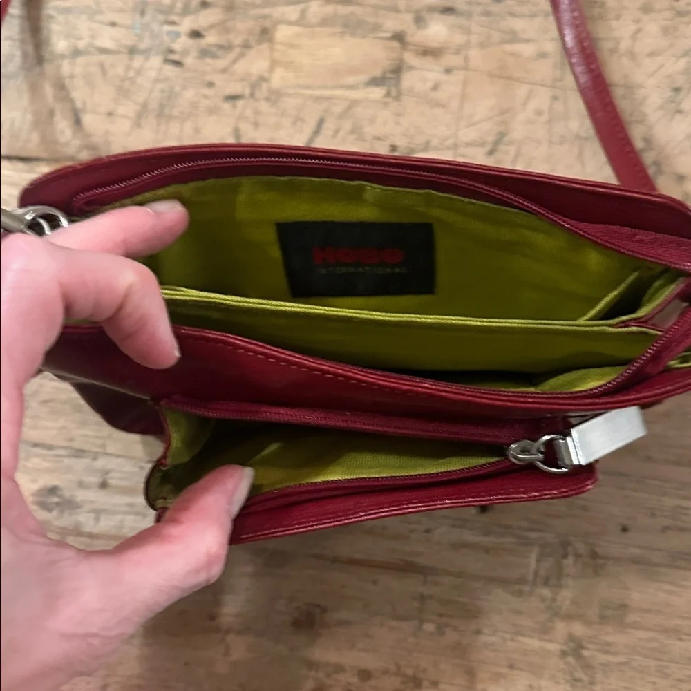 HOBO International Red Leather Crossbody Wallet Organizer Bag
